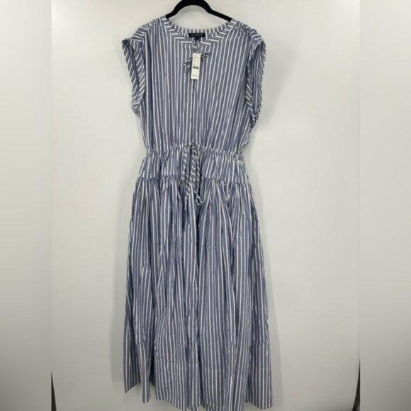 J Crew Drop-waist midi dress in striped cotton poplin - Picture 4 of 5